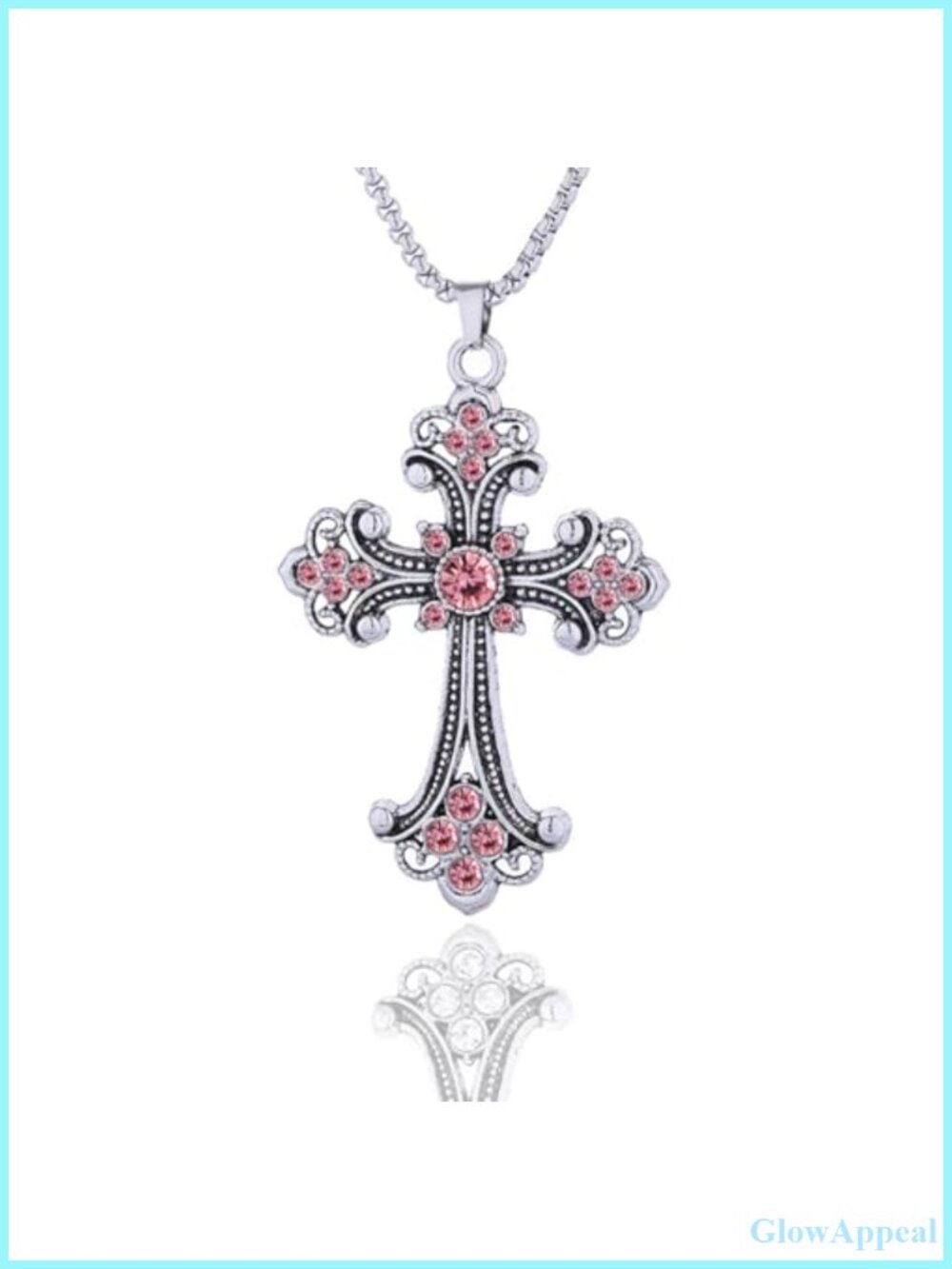Cross Necklace Rhinestone Titanium Steel Pendant Retro Jewelry
